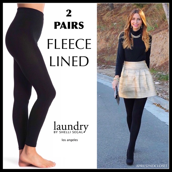 2 BLACK FLEECE LINED LEGGINGS TIGHTS A3C - Picture 15 of 15